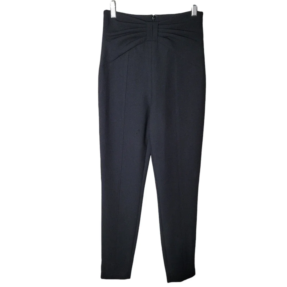 Veronica Beard Ferdinand Bow Accented Skinny Pants Trousers Black Women’s Size 0 - Picture 2 of 11